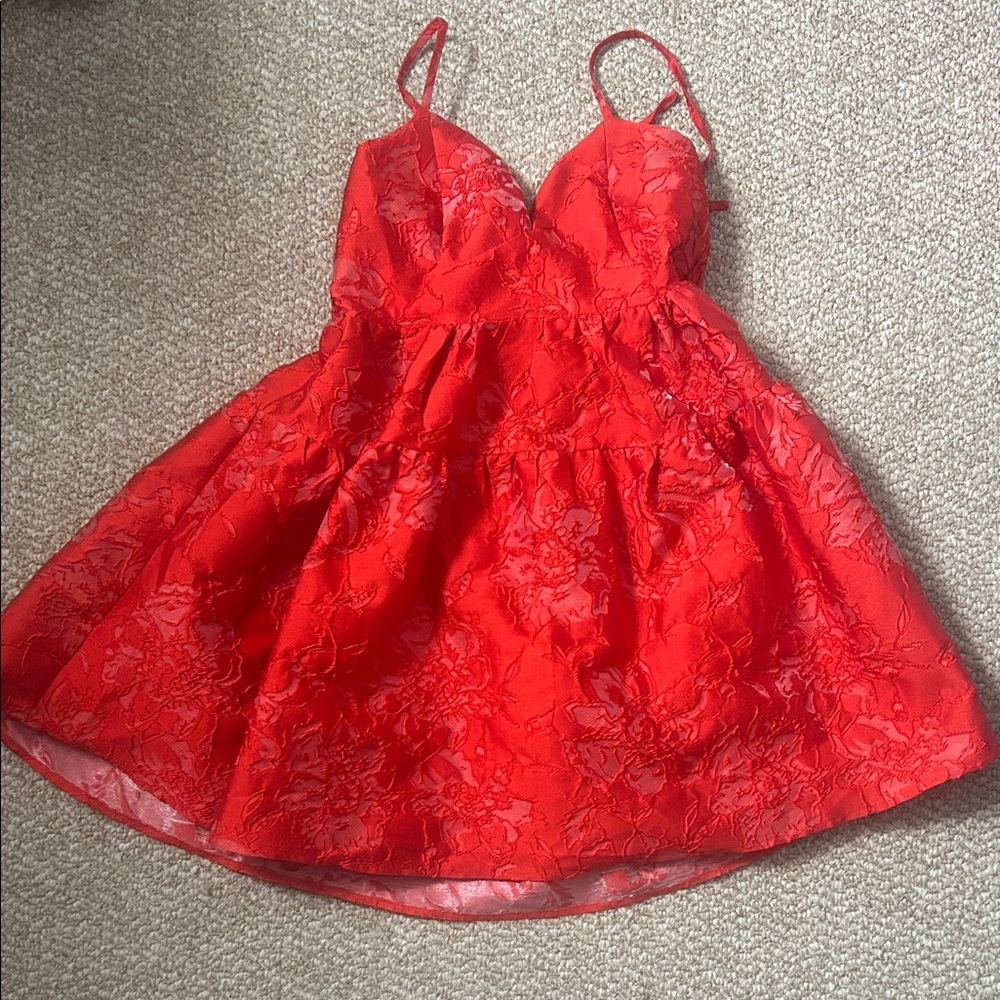 Elegant Red Floral Dress